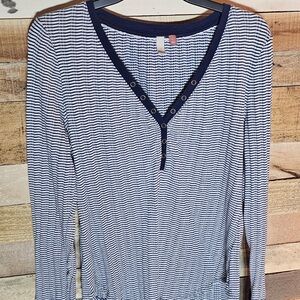 Anthropologie Pilcro Henley Stripped V-Neck Women's Top